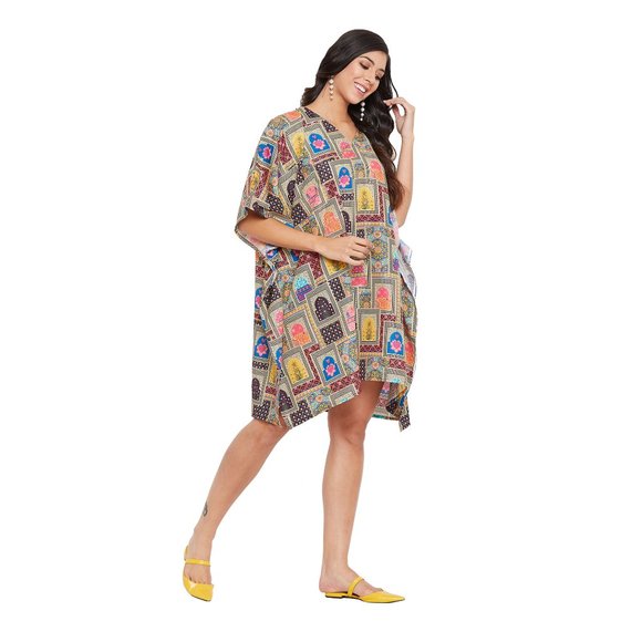 Gypsie Blu Women Casual Mini Dress Tunic Top Caftan Cover Up for Evening Wear - Picture 4 of 9